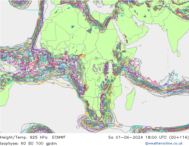 Hoogte/Temp. 925 hPa ECMWF za 01.06.2024 18 UTC