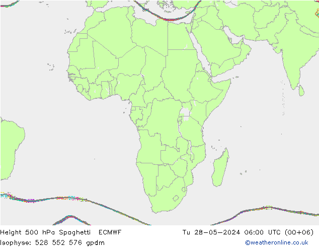 500 hPa Yüksekliği Spaghetti ECMWF Sa 28.05.2024 06 UTC