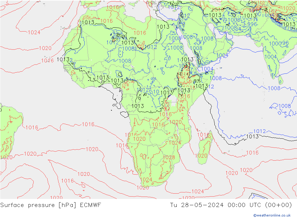 приземное давление ECMWF вт 28.05.2024 00 UTC