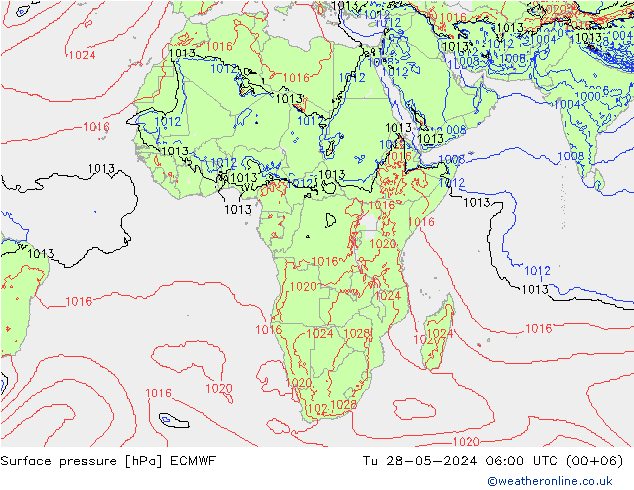 Presión superficial ECMWF mar 28.05.2024 06 UTC