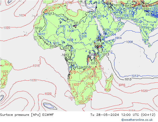 Surface pressure ECMWF Tu 28.05.2024 12 UTC