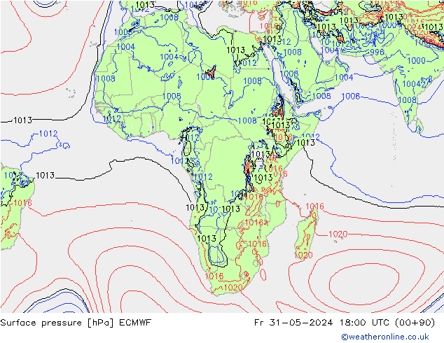 pression de l'air ECMWF ven 31.05.2024 18 UTC