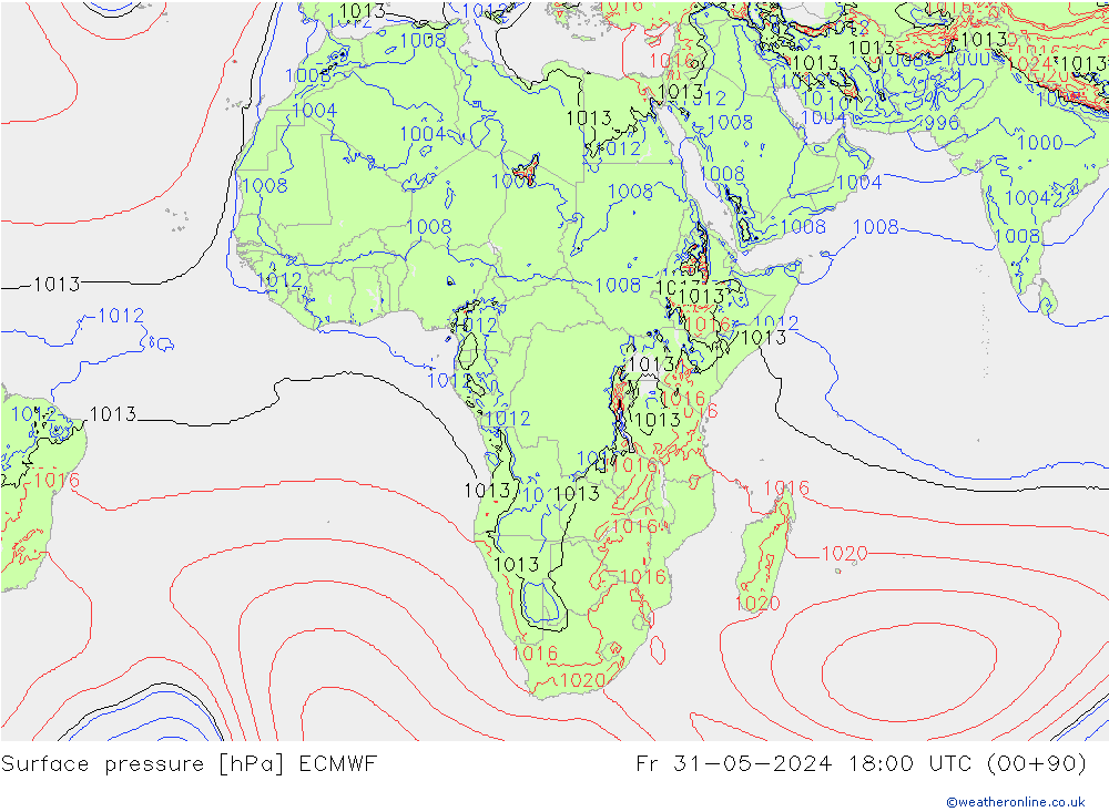 Yer basıncı ECMWF Cu 31.05.2024 18 UTC