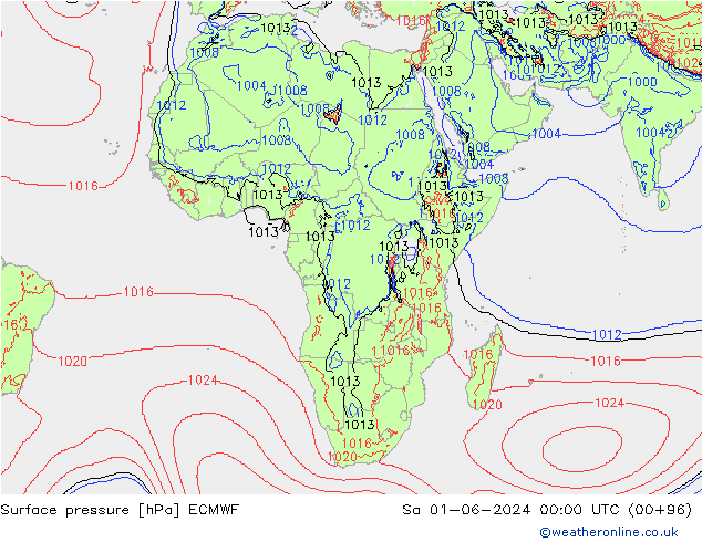 приземное давление ECMWF сб 01.06.2024 00 UTC