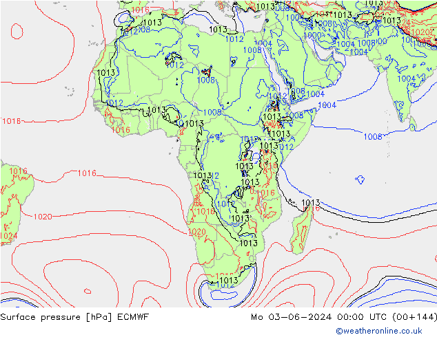 Atmosférický tlak ECMWF Po 03.06.2024 00 UTC