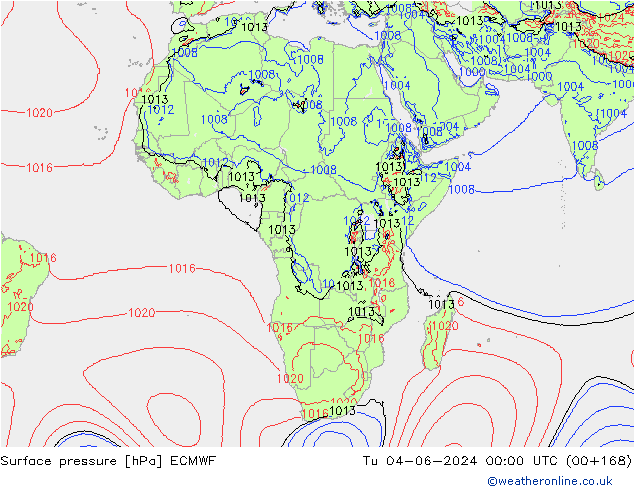 Presión superficial ECMWF mar 04.06.2024 00 UTC