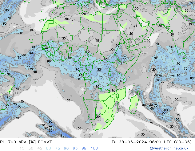 700 hPa Nispi Nem ECMWF Sa 28.05.2024 06 UTC