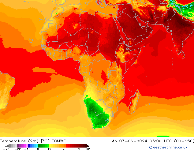 Temperature (2m) ECMWF Mo 03.06.2024 06 UTC