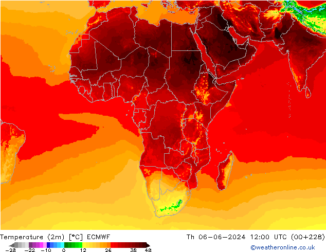 Sıcaklık Haritası (2m) ECMWF Per 06.06.2024 12 UTC