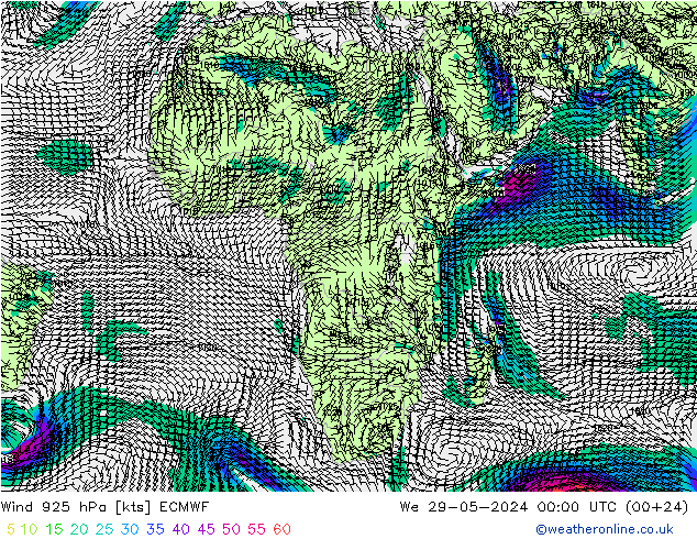 Wind 925 hPa ECMWF We 29.05.2024 00 UTC