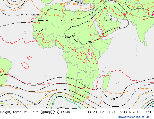 Height/Temp. 500 hPa ECMWF Sex 31.05.2024 06 UTC