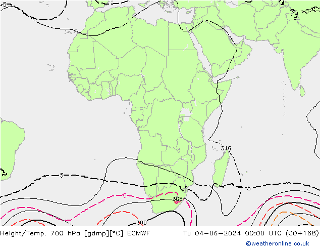 Height/Temp. 700 гПа ECMWF вт 04.06.2024 00 UTC