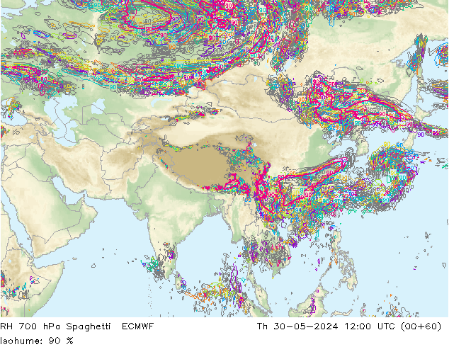 700 hPa Nispi Nem Spaghetti ECMWF Per 30.05.2024 12 UTC