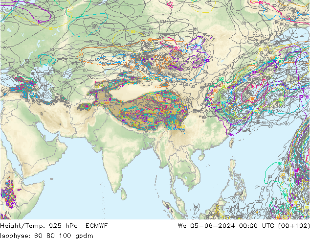 Géop./Temp. 925 hPa ECMWF mer 05.06.2024 00 UTC