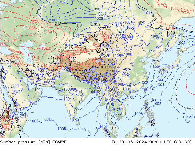 ciśnienie ECMWF wto. 28.05.2024 00 UTC