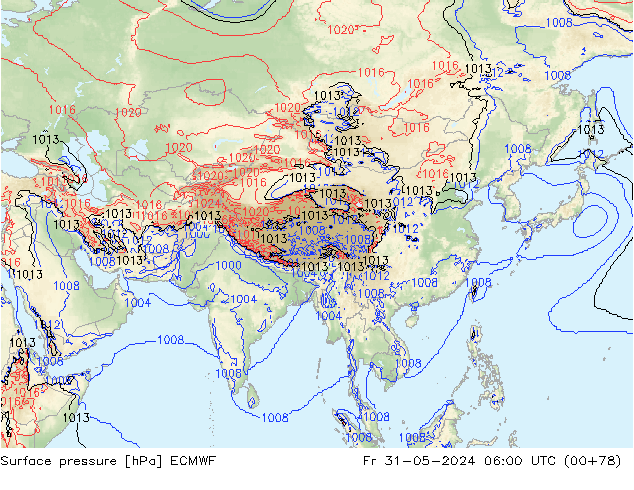 Yer basıncı ECMWF Cu 31.05.2024 06 UTC