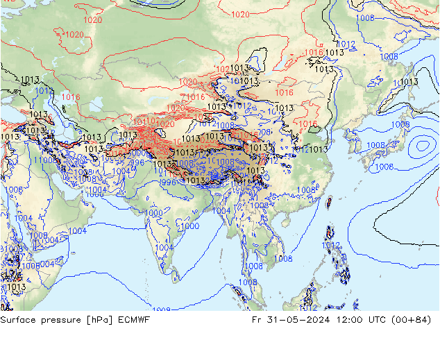 ciśnienie ECMWF pt. 31.05.2024 12 UTC