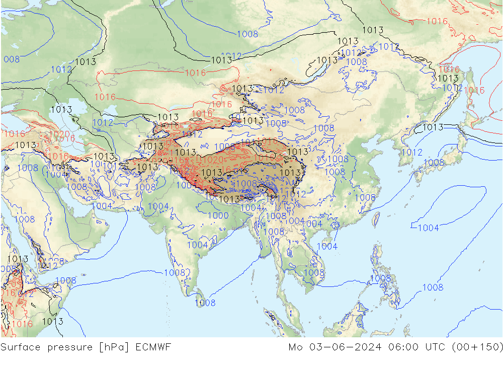 Luchtdruk (Grond) ECMWF ma 03.06.2024 06 UTC