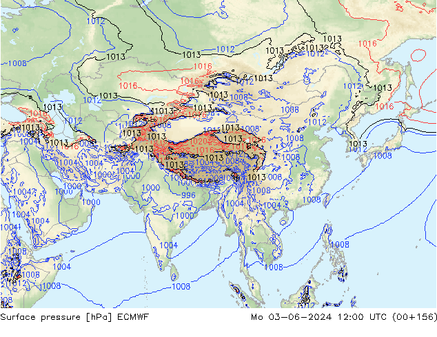 Surface pressure ECMWF Mo 03.06.2024 12 UTC