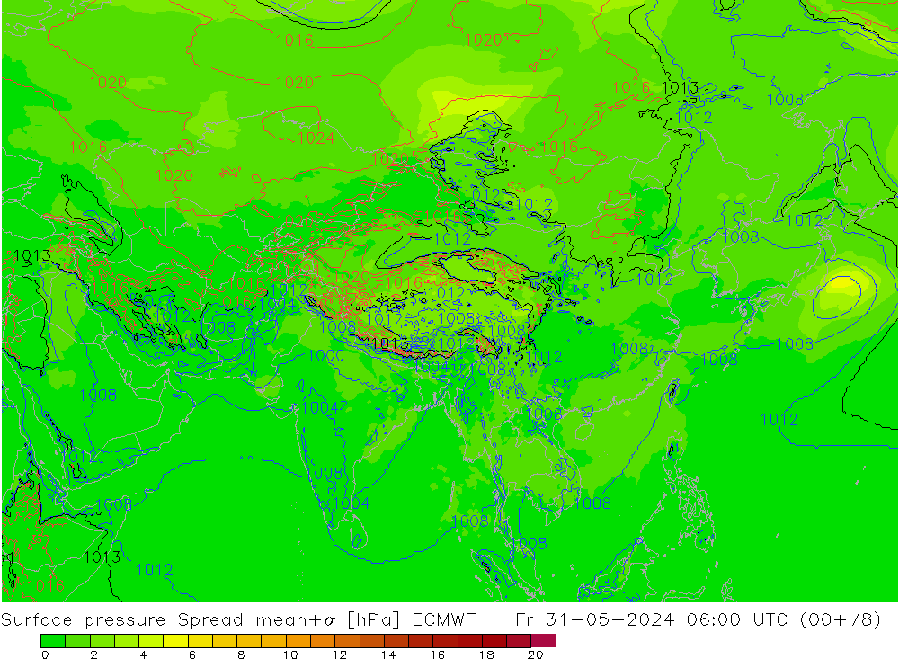 ciśnienie Spread ECMWF pt. 31.05.2024 06 UTC