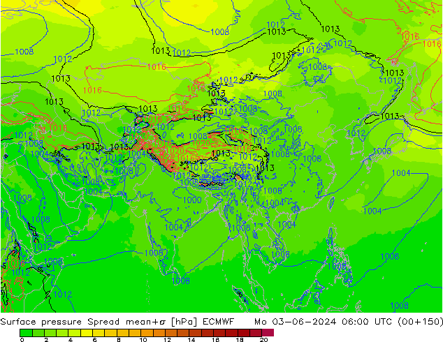 pression de l'air Spread ECMWF lun 03.06.2024 06 UTC