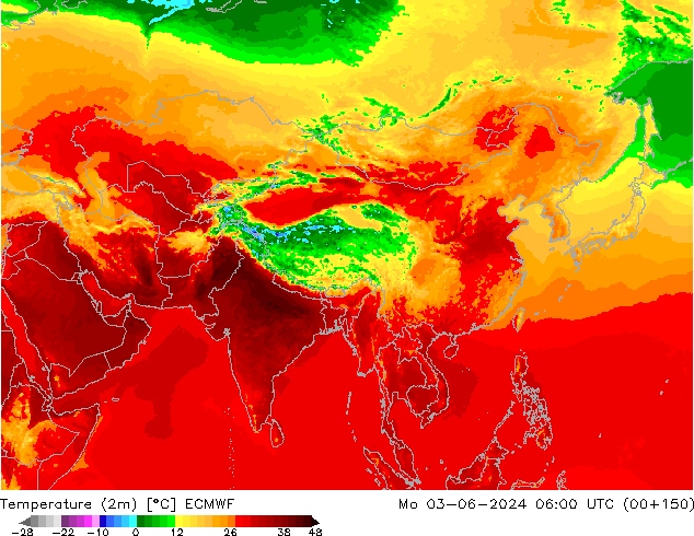 Temperature (2m) ECMWF Mo 03.06.2024 06 UTC