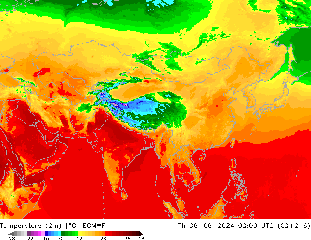 карта температуры ECMWF чт 06.06.2024 00 UTC