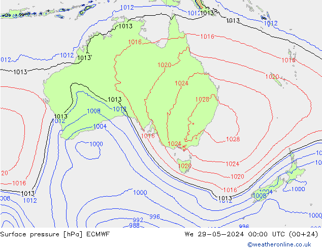 Luchtdruk (Grond) ECMWF wo 29.05.2024 00 UTC