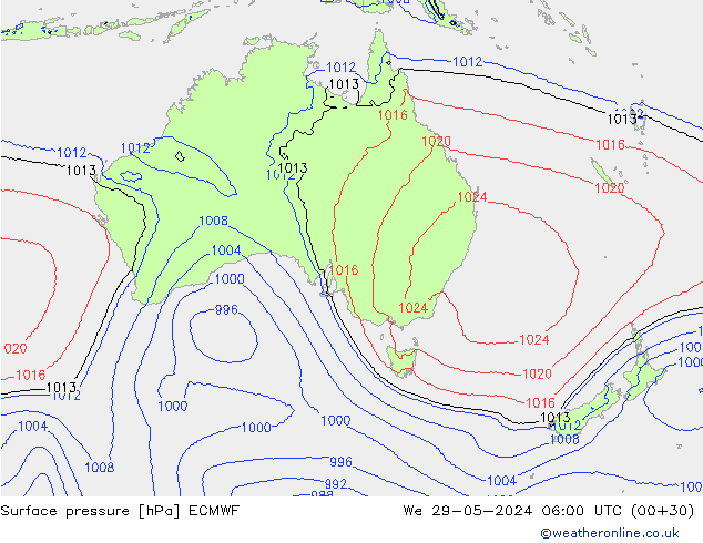 pression de l'air ECMWF mer 29.05.2024 06 UTC