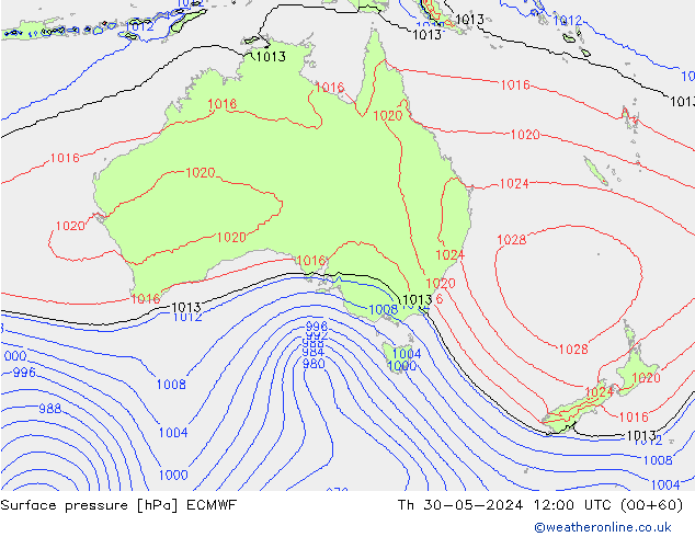 Surface pressure ECMWF Th 30.05.2024 12 UTC