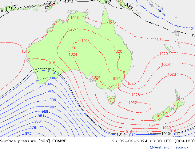 Bodendruck ECMWF So 02.06.2024 00 UTC