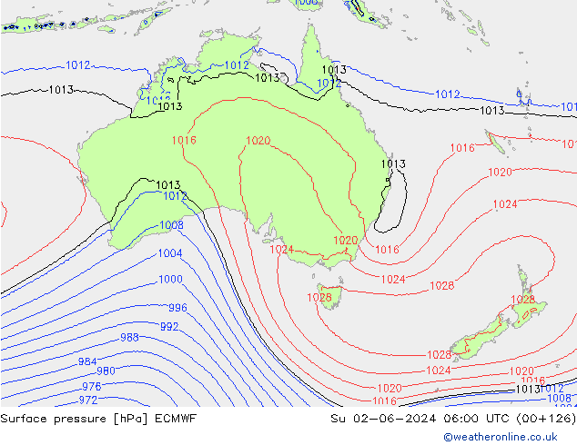 Yer basıncı ECMWF Paz 02.06.2024 06 UTC