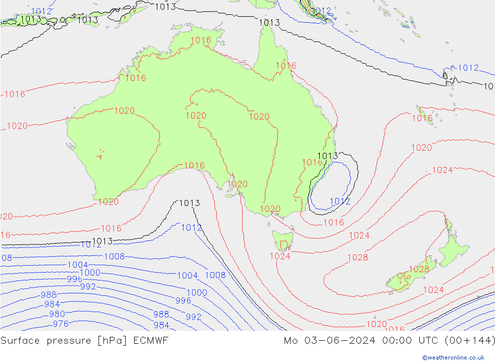 Yer basıncı ECMWF Pzt 03.06.2024 00 UTC