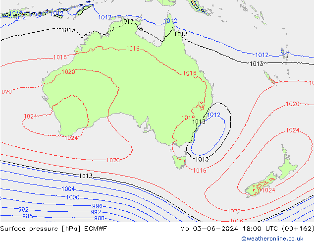 Surface pressure ECMWF Mo 03.06.2024 18 UTC