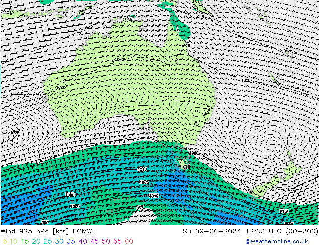 Wind 925 hPa ECMWF Su 09.06.2024 12 UTC