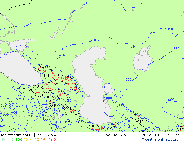 Corriente en chorro ECMWF sáb 08.06.2024 00 UTC