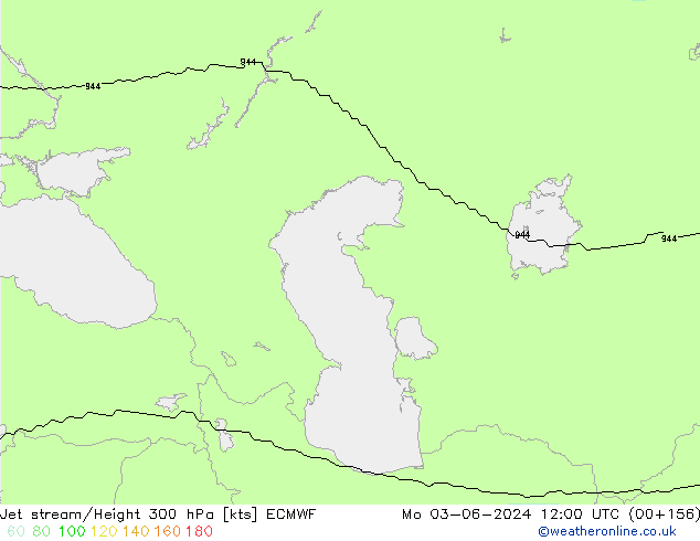 Jet stream/Height 300 hPa ECMWF Po 03.06.2024 12 UTC