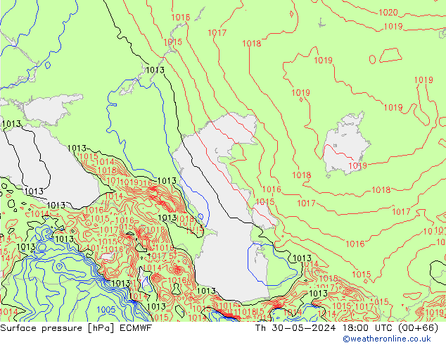 приземное давление ECMWF чт 30.05.2024 18 UTC