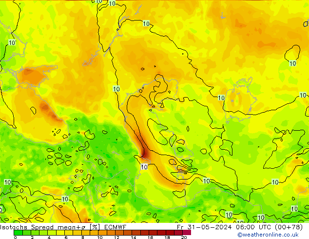 Eşrüzgar Hızları Spread ECMWF Cu 31.05.2024 06 UTC