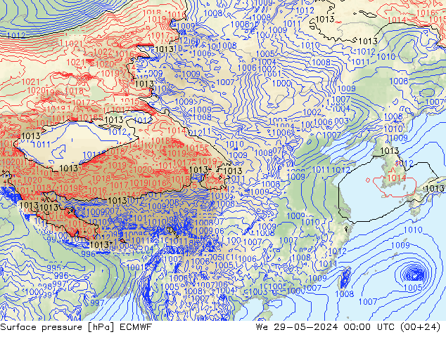 Pressione al suolo ECMWF mer 29.05.2024 00 UTC