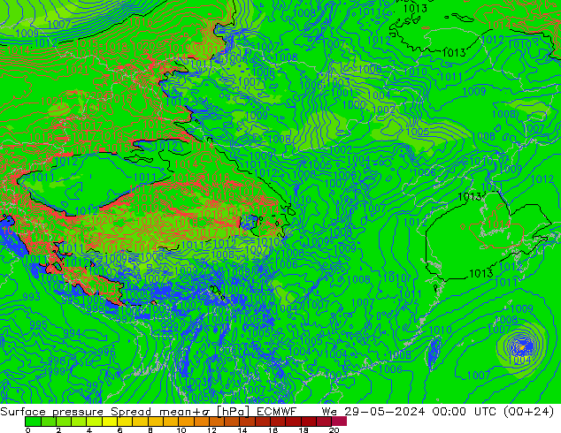 Bodendruck Spread ECMWF Mi 29.05.2024 00 UTC