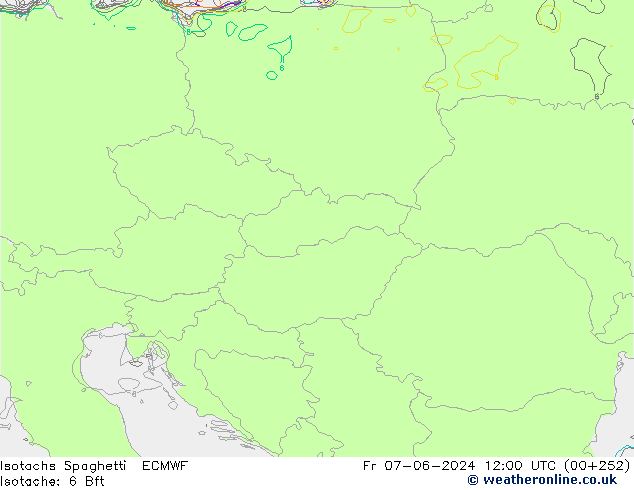 Isotachs Spaghetti ECMWF Fr 07.06.2024 12 UTC