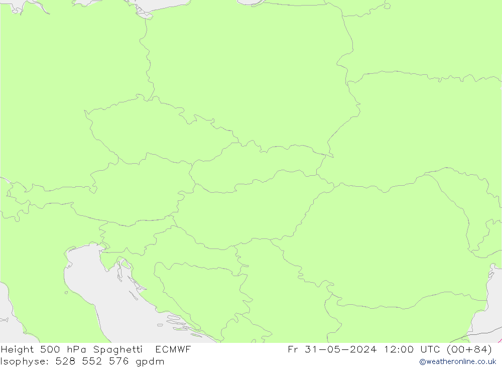 Height 500 hPa Spaghetti ECMWF  31.05.2024 12 UTC