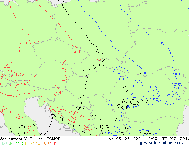 Jet stream/SLP ECMWF We 05.06.2024 12 UTC