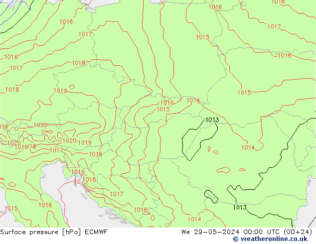 pressão do solo ECMWF Qua 29.05.2024 00 UTC