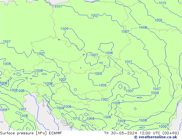 Atmosférický tlak ECMWF Čt 30.05.2024 12 UTC