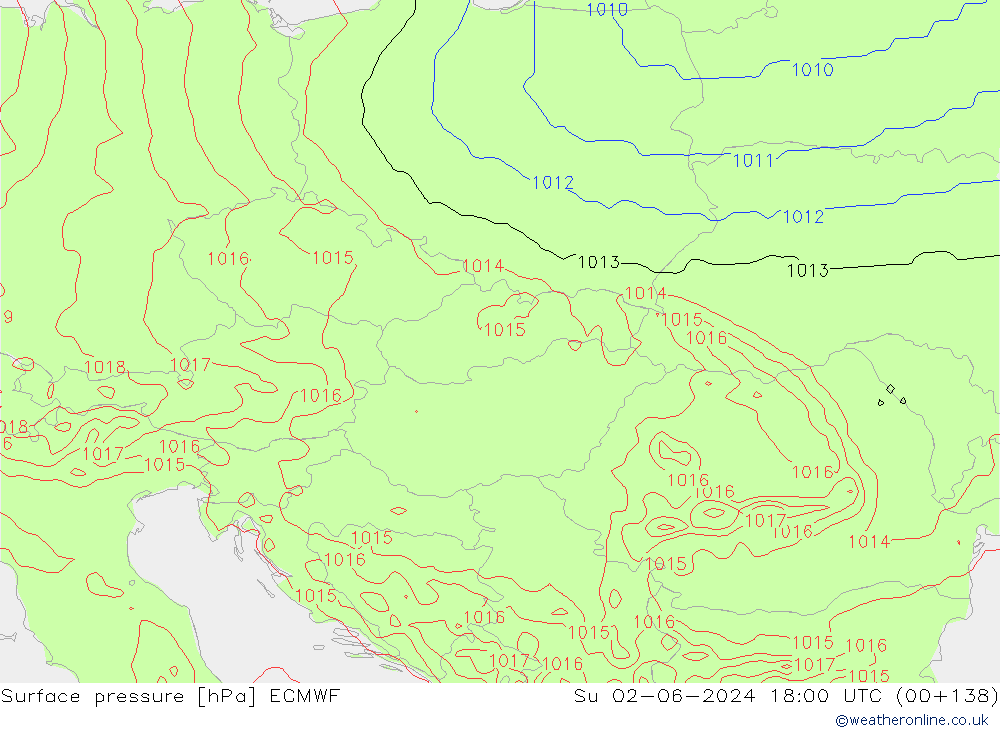 pressão do solo ECMWF Dom 02.06.2024 18 UTC