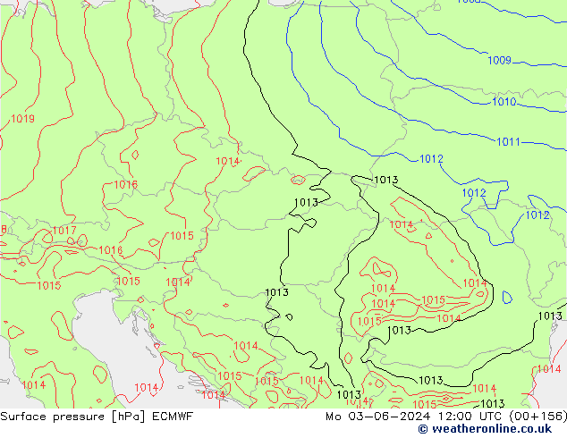 Atmosférický tlak ECMWF Po 03.06.2024 12 UTC