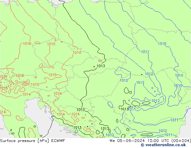 Atmosférický tlak ECMWF St 05.06.2024 12 UTC