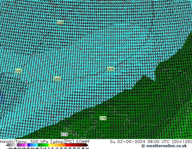 Height/Temp. 500 hPa ECMWF Su 02.06.2024 06 UTC